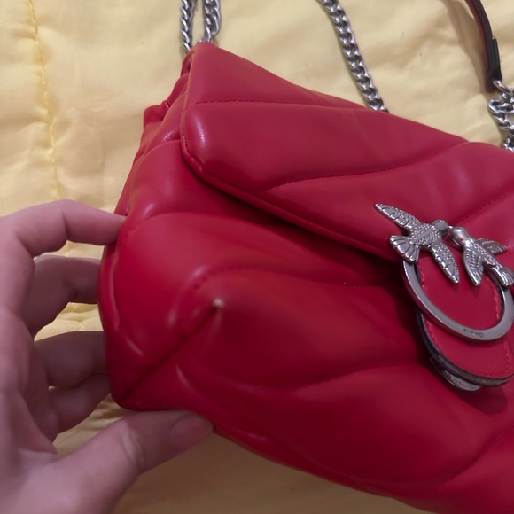 Pinko Red Quilted Leather Shoulder Bag - Picture 2 of 10